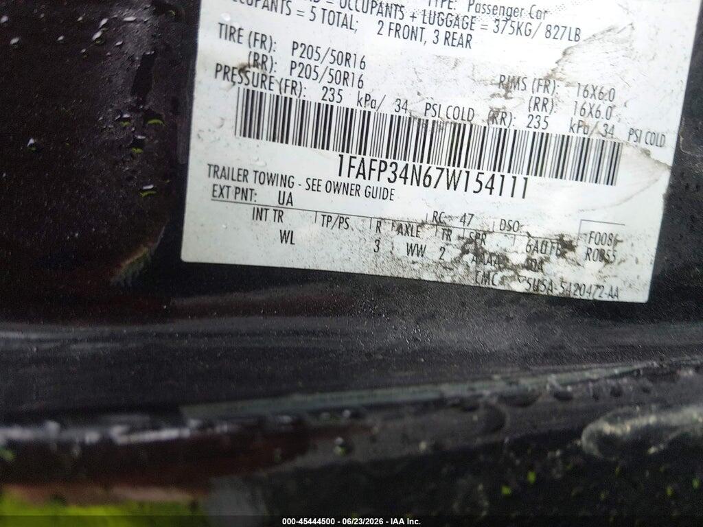 1FAFP34N67W154111 2007 FORD FOCUS photo no. 9