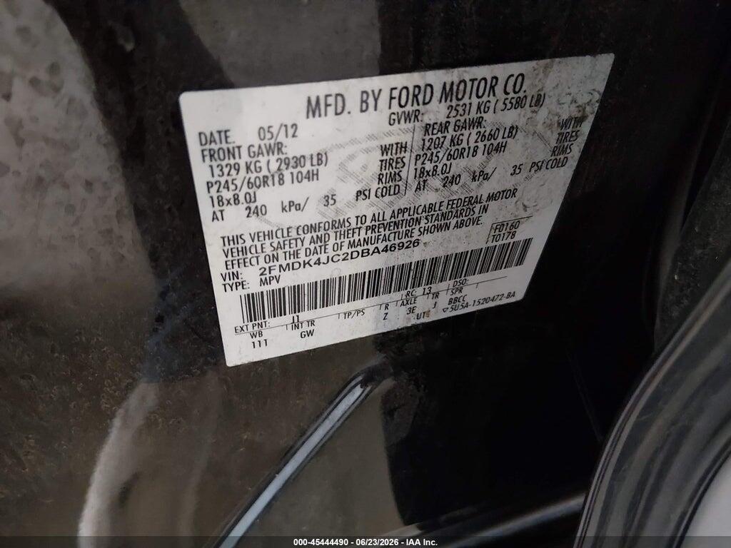 2FMDK4JC2DBA46926 2013 FORD EDGE photo no. 9