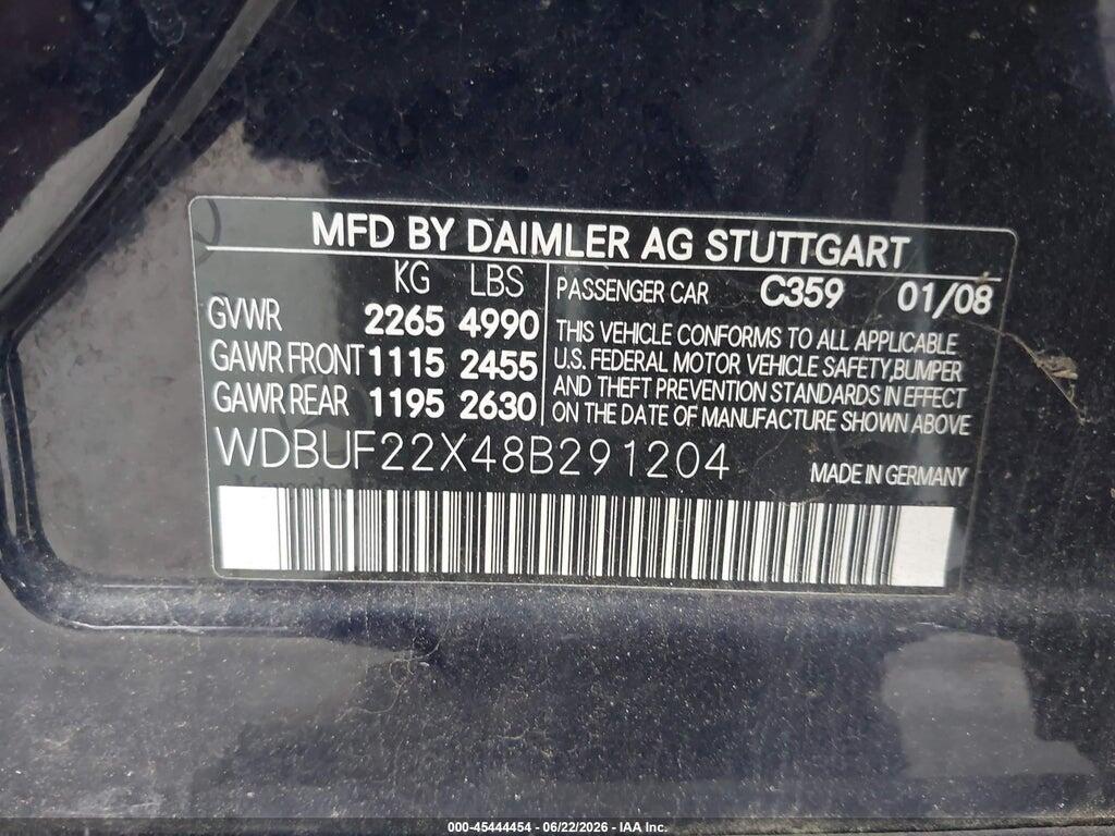 WDBUF22X48B291204 2008 MERCEDES-BENZ E 320 BLUETEC photo no. 9