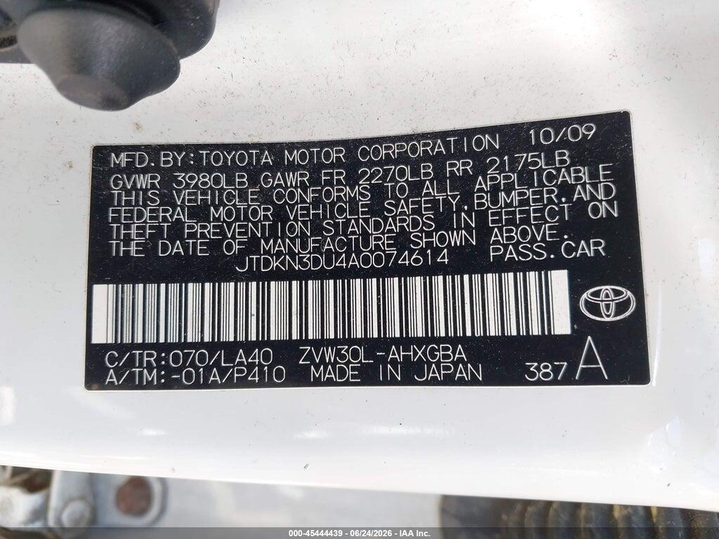 JTDKN3DU4A0074614 2010 TOYOTA PRIUS photo no. 9