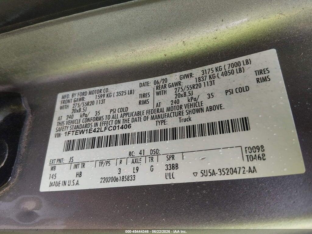 1FTEW1E42LFC01406 2020 FORD F-150 photo no. 9