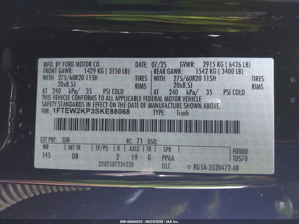 1FTEW2KP3SKE88068 2025 FORD F-150 photo no. 9