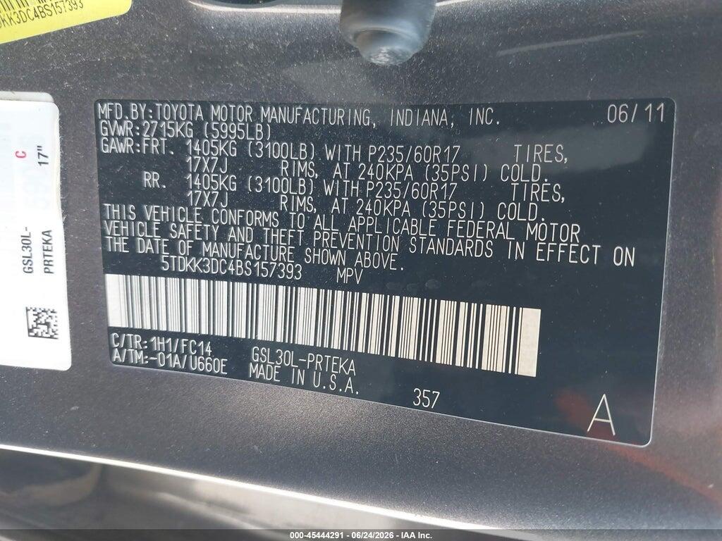 5TDKK3DC4BS157393 2011 TOYOTA SIENNA photo no. 9