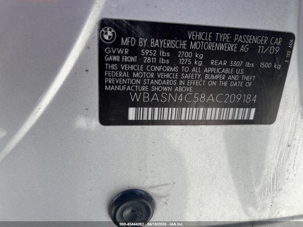 WBASN4C58AC209184 2010 BMW 550I GRAN TURISMO photo no. 9