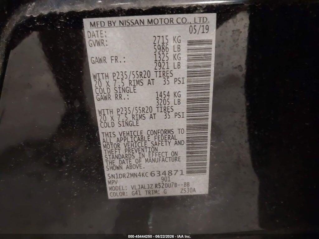 5N1DR2MN4KC634871 2019 NISSAN PATHFINDER photo no. 9