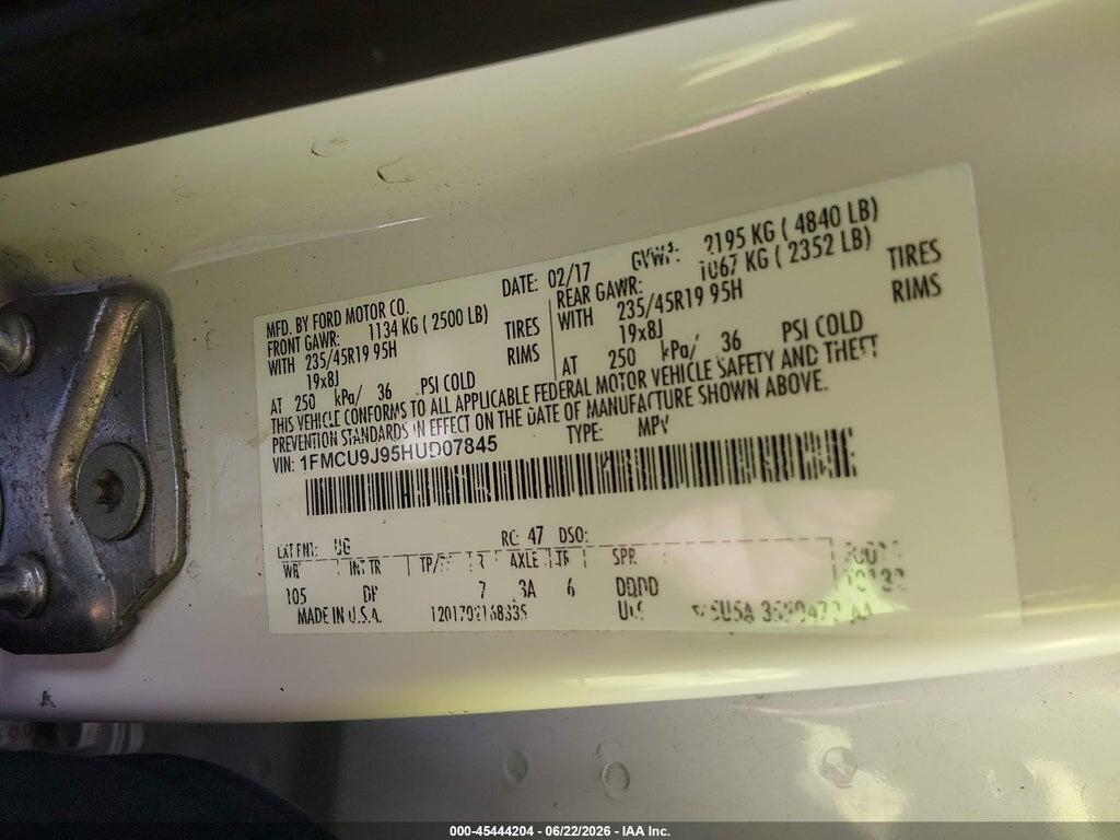 1FMCU9J95HUD07845 2017 FORD ESCAPE photo no. 9