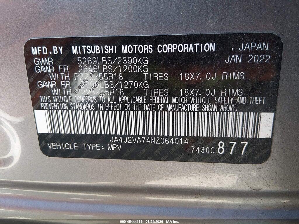 JA4J2VA74NZ064014 2022 MITSUBISHI OUTLANDER PHEV photo no. 9