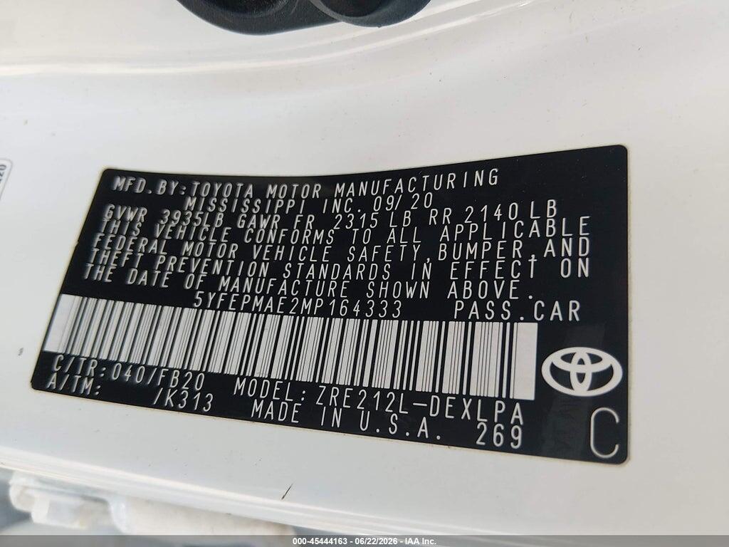 5YFEPMAE2MP164333 2021 TOYOTA COROLLA photo no. 9