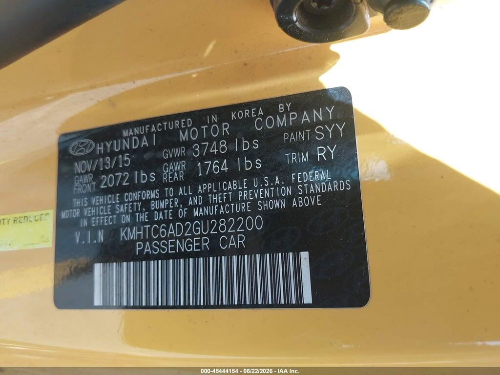 KMHTC6AD2GU282200 2016 HYUNDAI VELOSTER photo no. 9