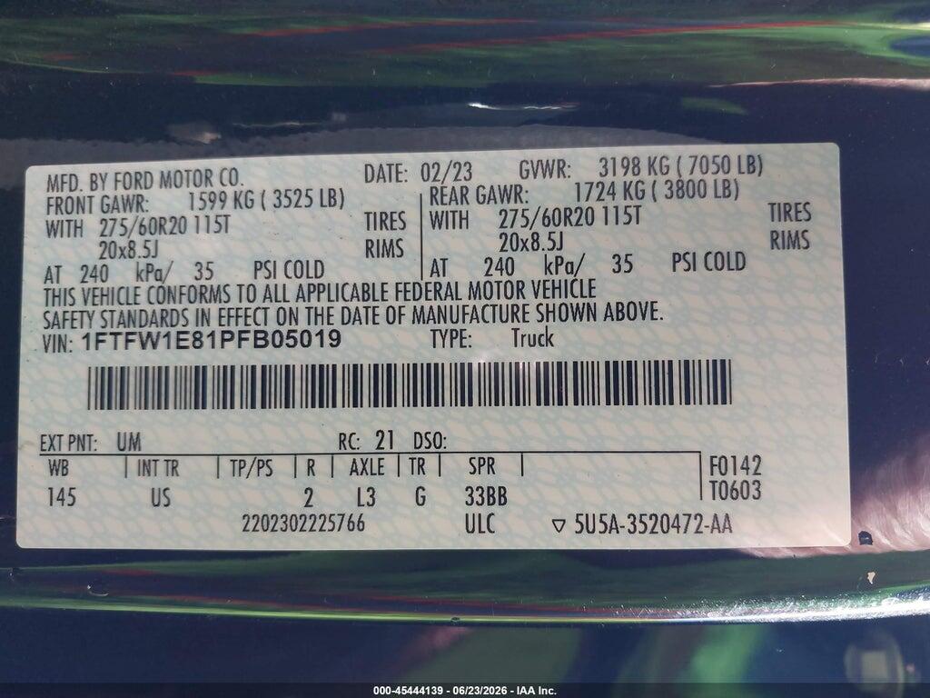 1FTFW1E81PFB05019 2023 FORD F-150 photo no. 9
