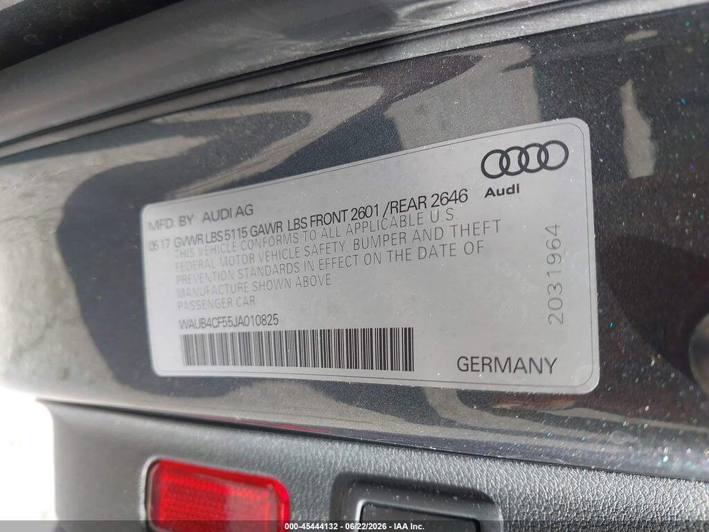WAUB4CF55JA010825 2018 AUDI S5 photo no. 9