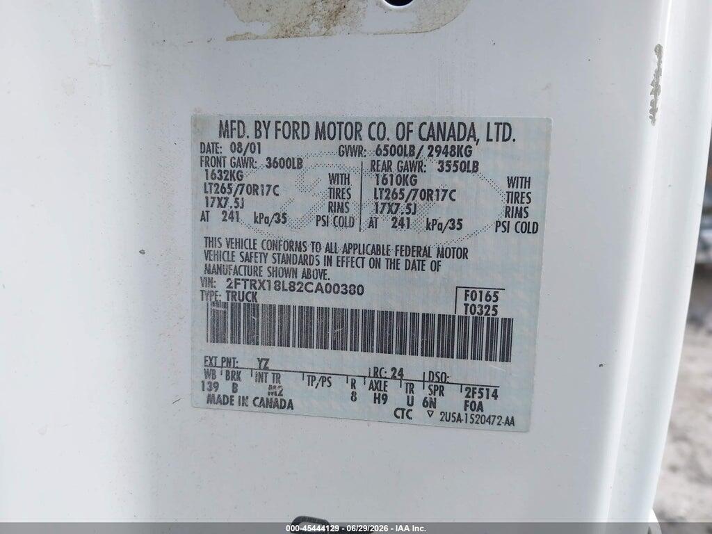 2FTRX18L82CA00380 2002 FORD F-150 photo no. 9