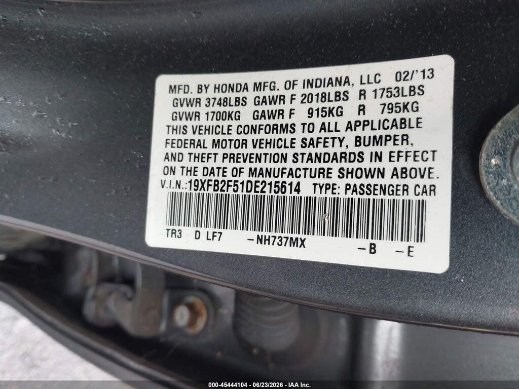 19XFB2F51DE215614 2013 HONDA CIVIC photo no. 9