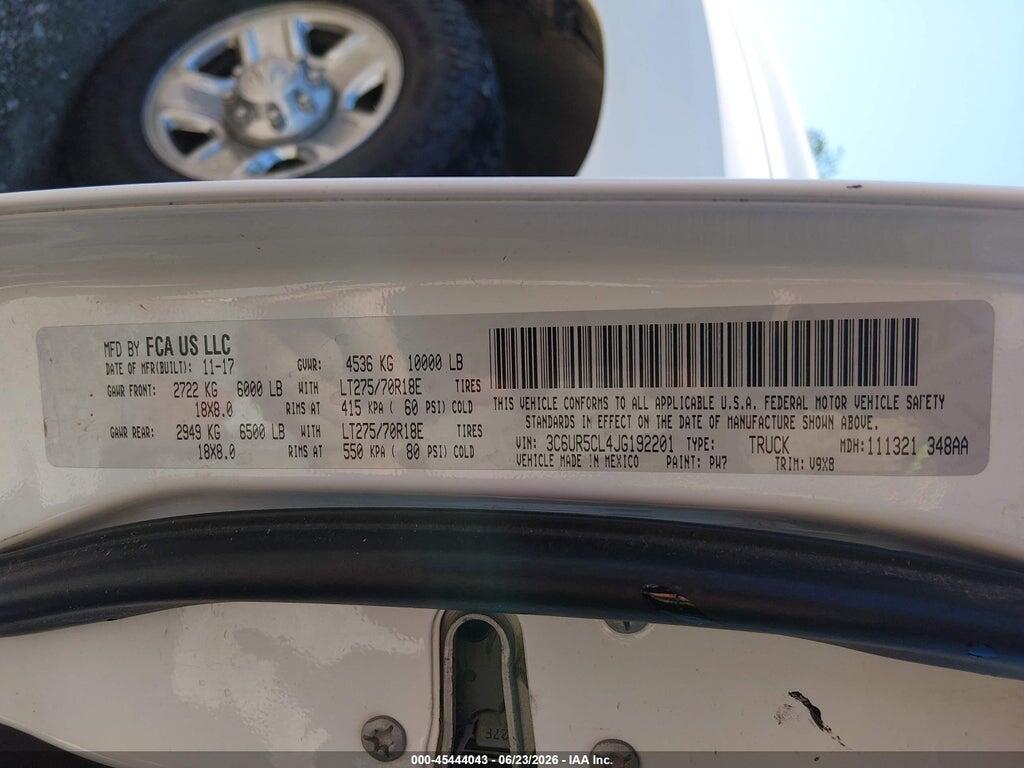 3C6UR5CL4JG192201 2018 RAM 2500 photo no. 9