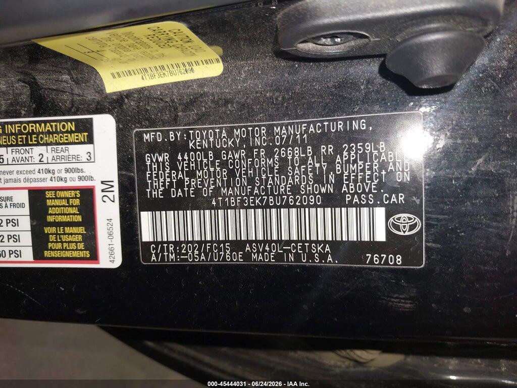 4T1BF3EK7BU762090 2011 TOYOTA CAMRY photo no. 9