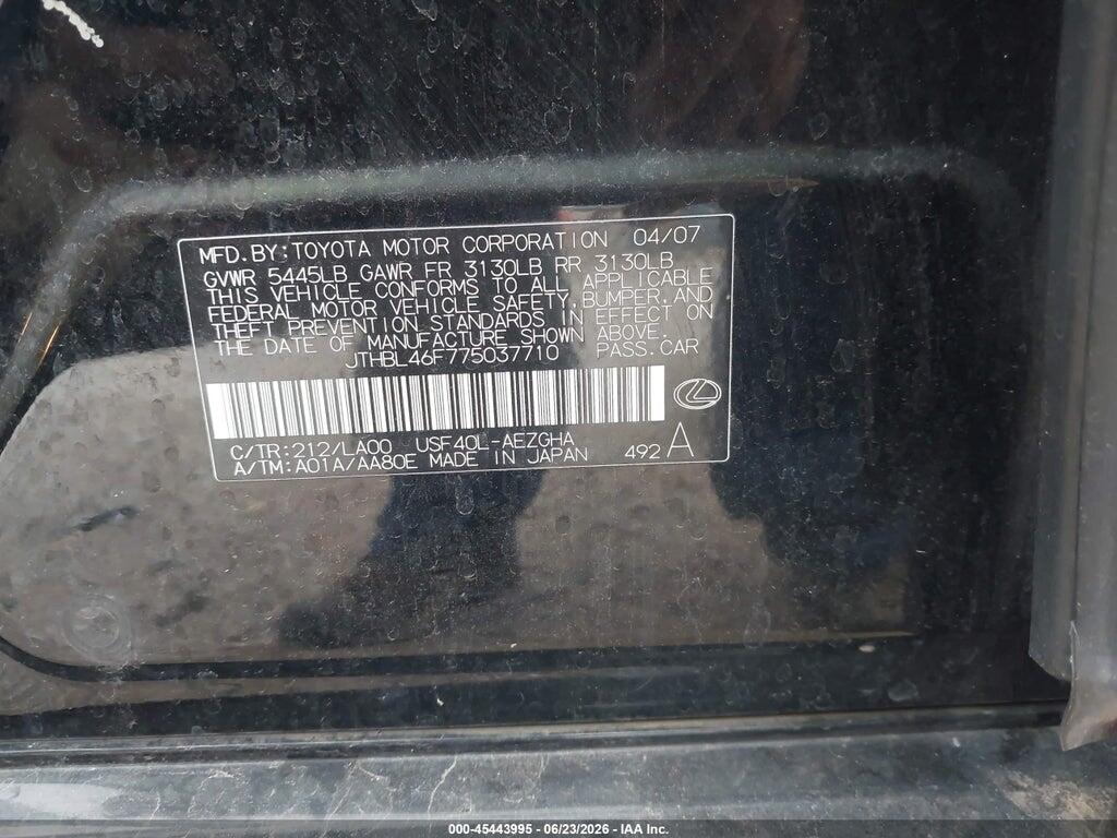 JTHBL46F775037710 2007 LEXUS LS 460 photo no. 9