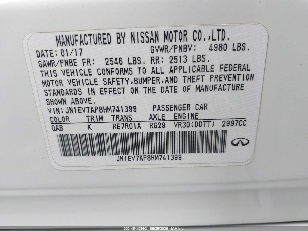 JN1EV7AP8HM741399 2017 INFINITI Q50 photo no. 9