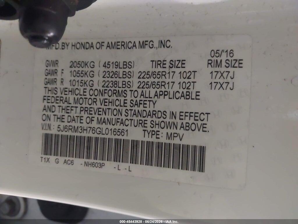 5J6RM3H76GL016561 2016 HONDA CR-V photo no. 9
