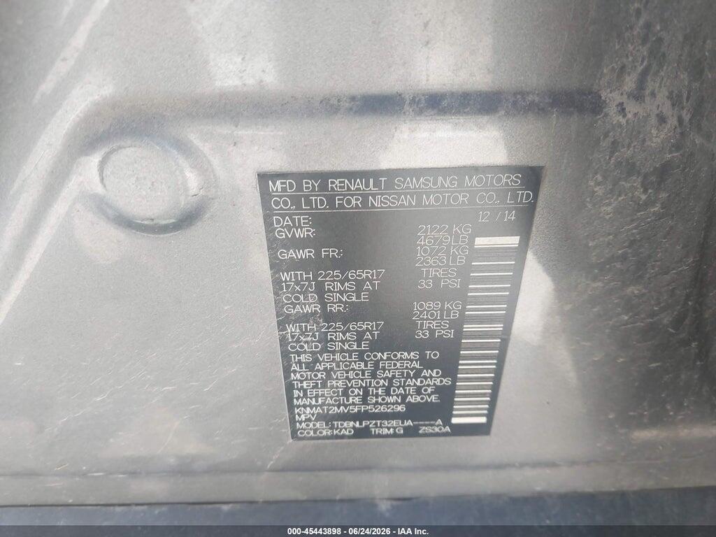 KNMAT2MV5FP526296 2015 NISSAN ROGUE photo no. 9