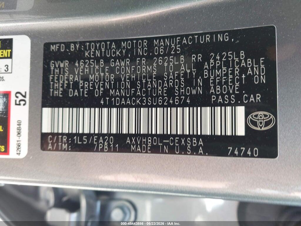 4T1DAACK3SU624674 2025 TOYOTA CAMRY photo no. 9