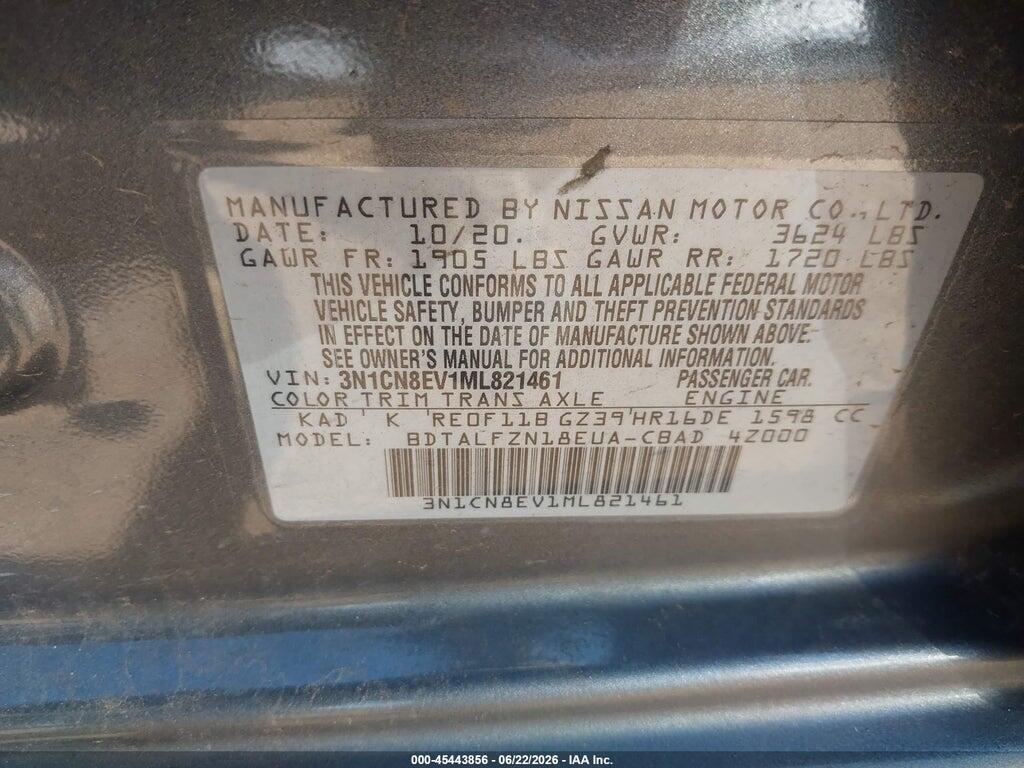 3N1CN8EV1ML821461 2021 NISSAN VERSA photo no. 9