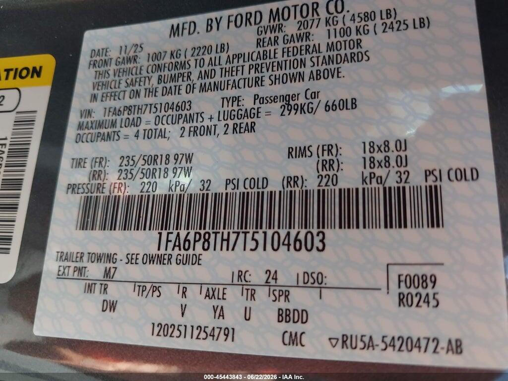 1FA6P8TH7T5104603 2026 FORD MUSTANG photo no. 9