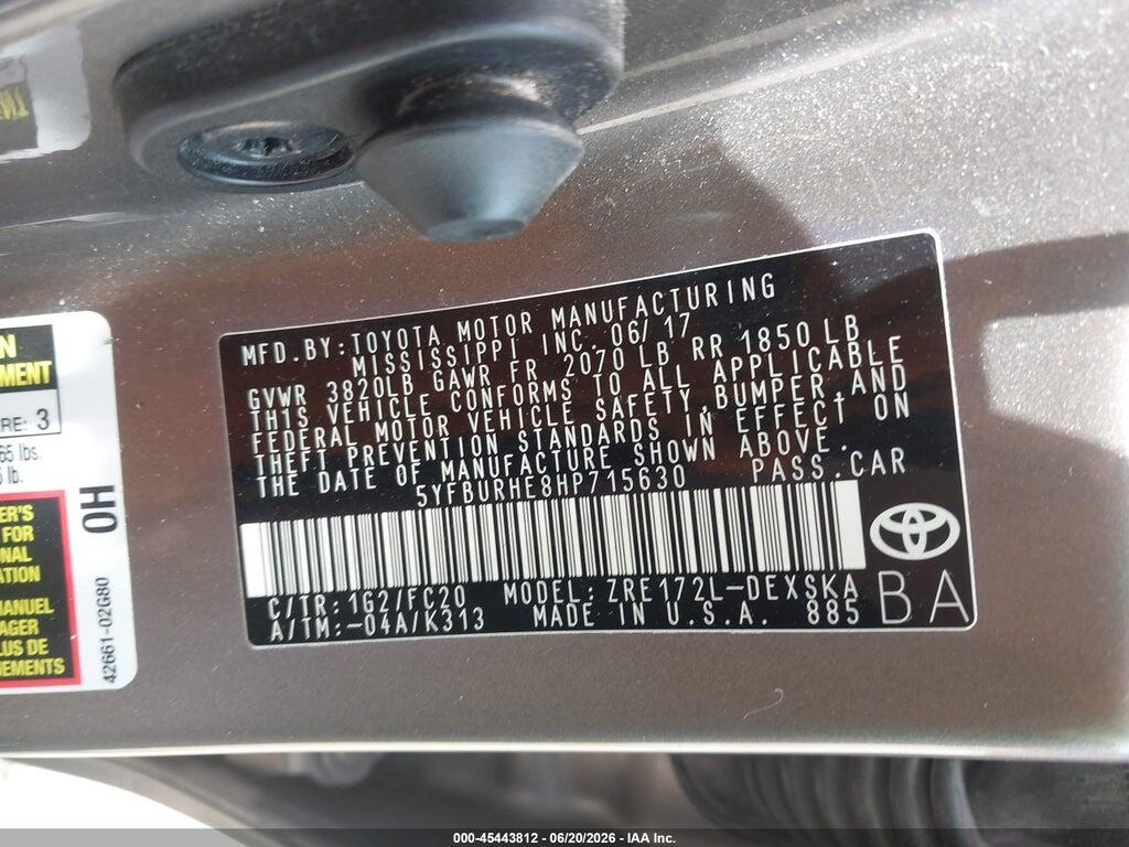 5YFBURHE8HP715630 2017 TOYOTA COROLLA photo no. 9