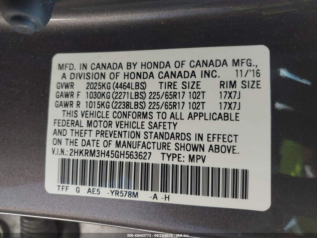 2HKRM3H45GH563627 2016 HONDA CR-V photo no. 9