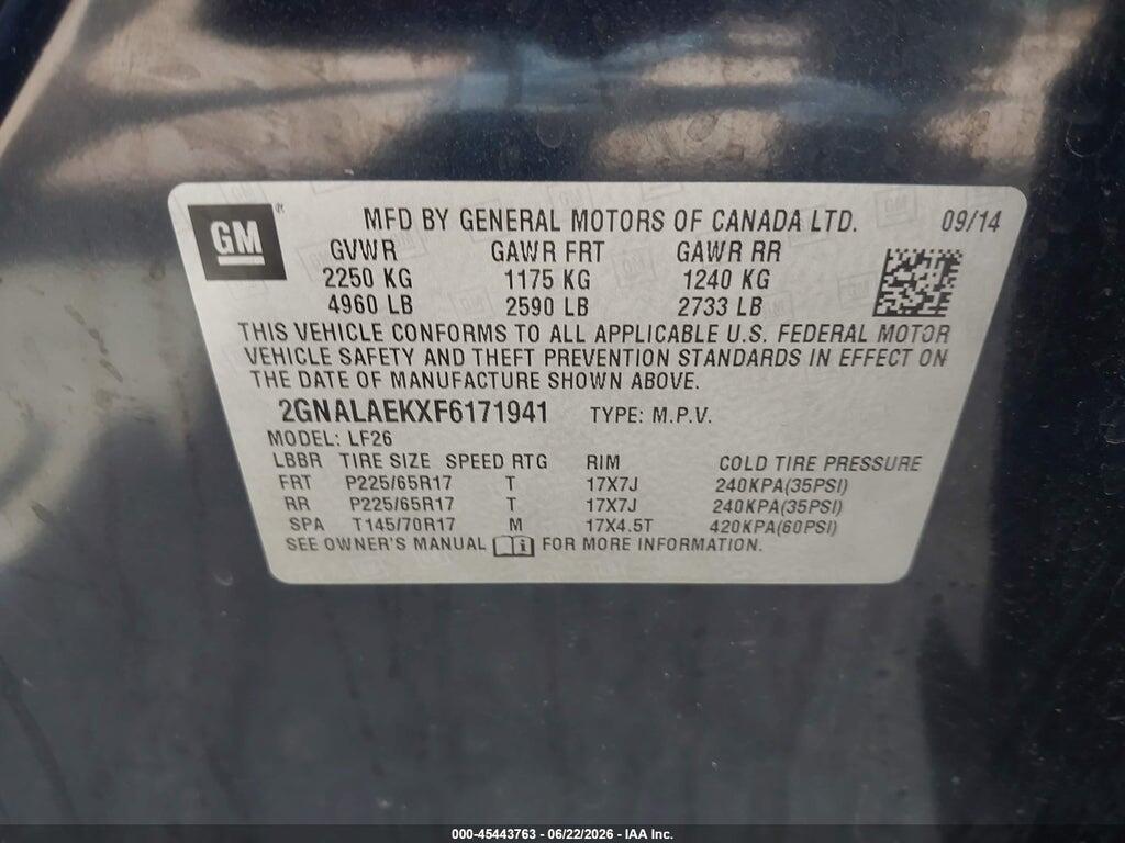 2GNALAEKXF6171941 2015 CHEVROLET EQUINOX photo no. 9