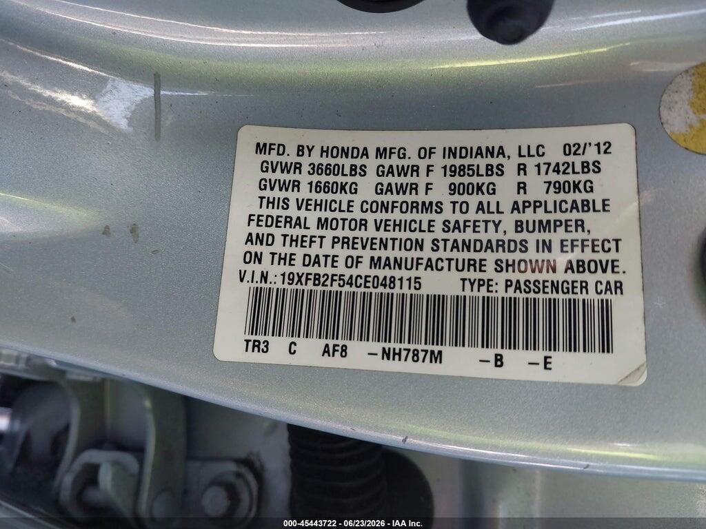 19XFB2F54CE048115 2012 HONDA CIVIC photo no. 9