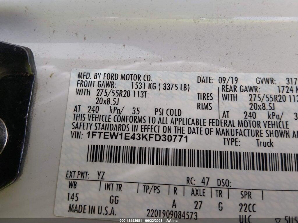 1FTEW1E43KFD30771 2019 FORD F-150 photo no. 9