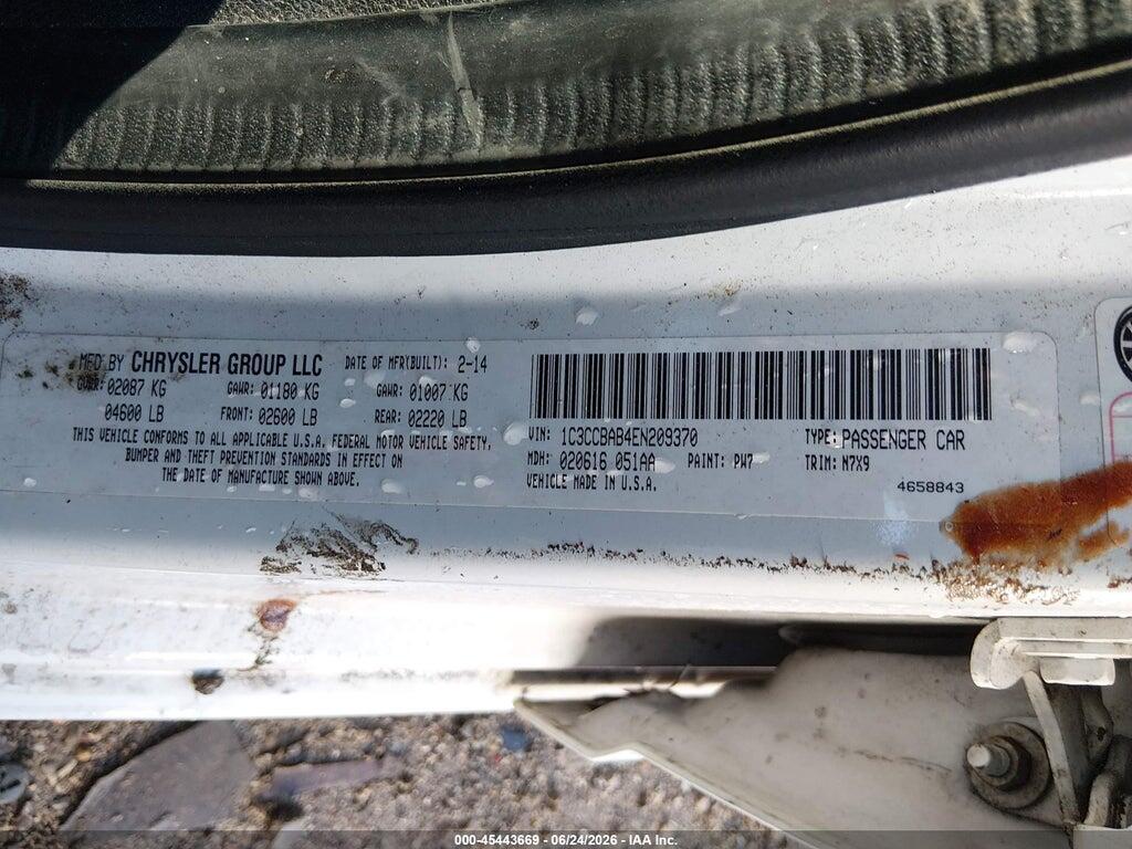 1C3CCBAB4EN209370 2014 CHRYSLER 200 photo no. 9