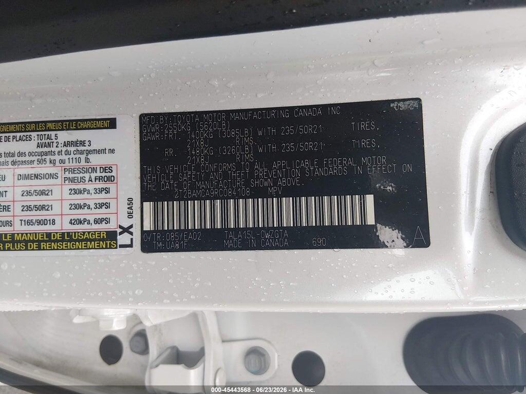 2T2BAMCA9RC084108 2024 LEXUS RX 350 photo no. 9