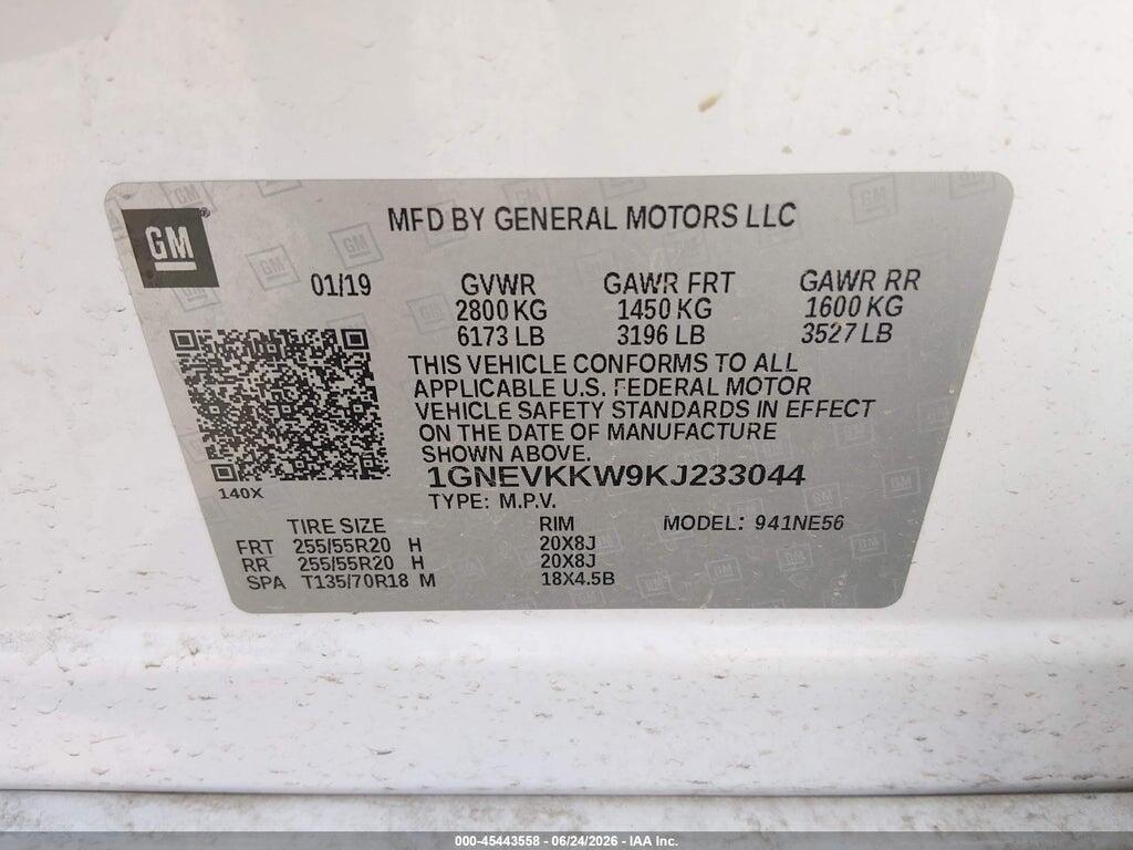 1GNEVKKW9KJ233044 2019 CHEVROLET TRAVERSE photo no. 9