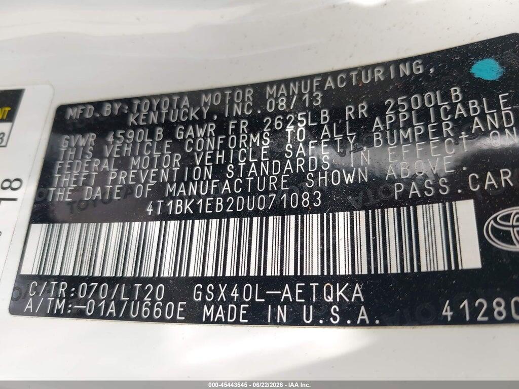 4T1BK1EB2DU071083 2013 TOYOTA AVALON photo no. 9