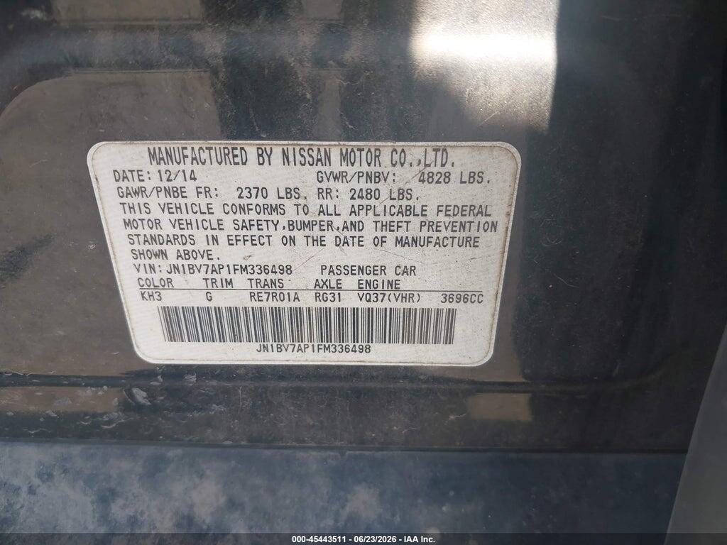 JN1BV7AP1FM336498 2015 INFINITI Q50 photo no. 9