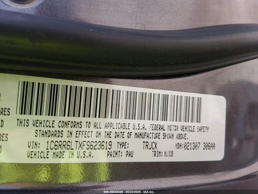 1C6RR6LTXFS623619 2015 RAM 1500 photo no. 9