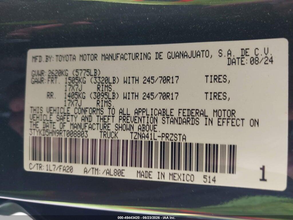 3TYKD5HN9RT008803 2024 TOYOTA TACOMA photo no. 9