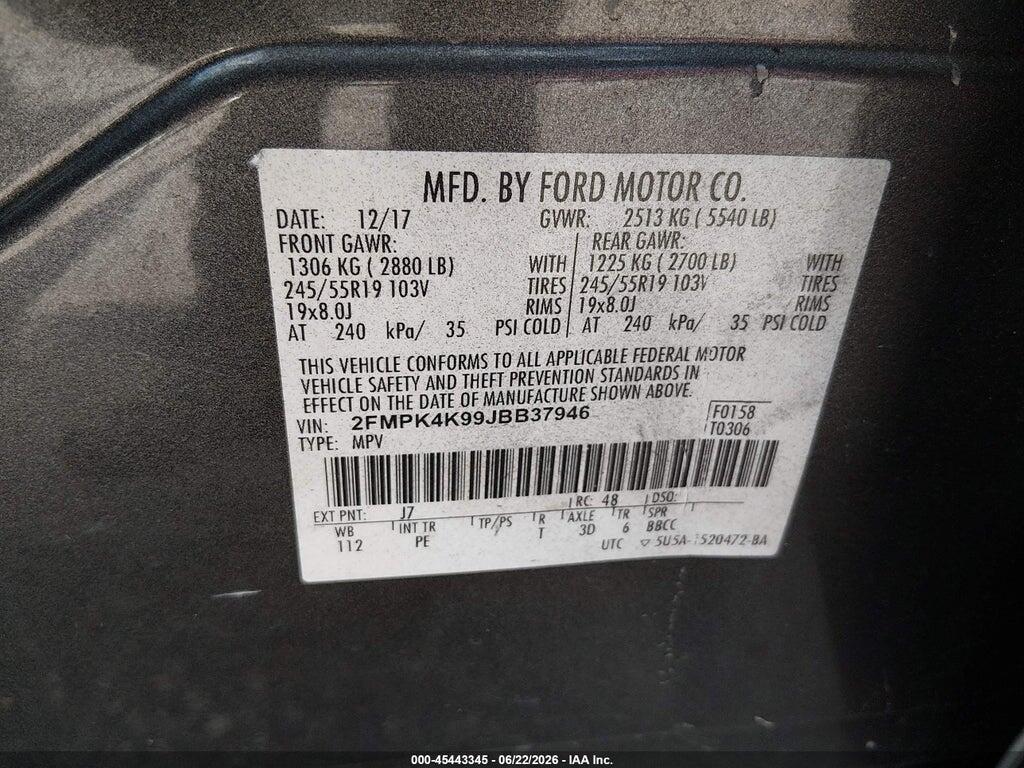 2FMPK4K99JBB37946 2018 FORD EDGE photo no. 9