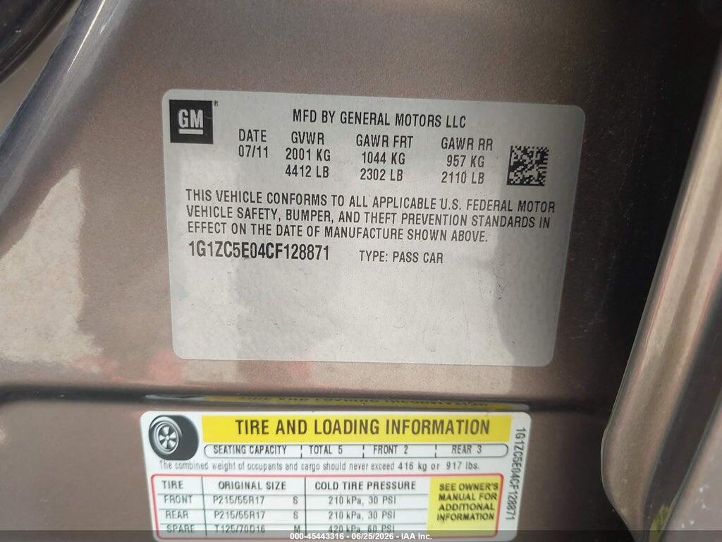1G1ZC5E04CF128871 2012 CHEVROLET MALIBU photo no. 9