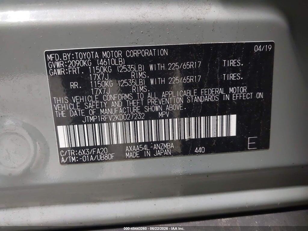 JTMP1RFV2KD027232 2019 TOYOTA RAV4 photo no. 9