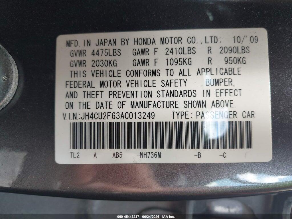 JH4CU2F63AC013249 2010 ACURA TSX photo no. 9