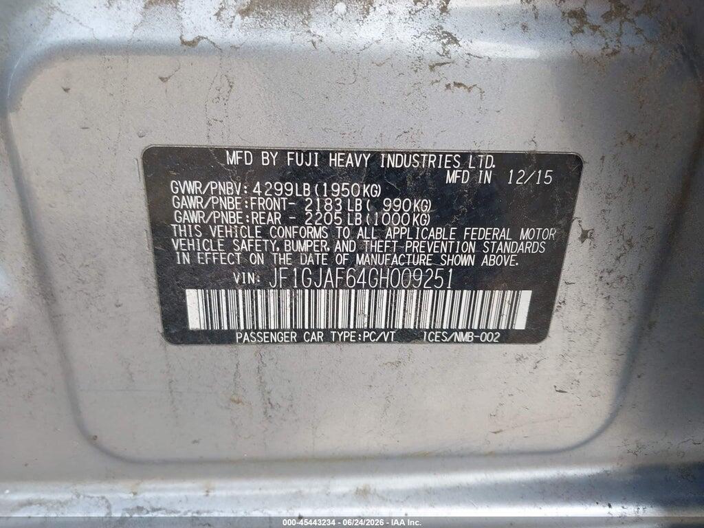 JF1GJAF64GH009251 2016 SUBARU IMPREZA photo no. 9