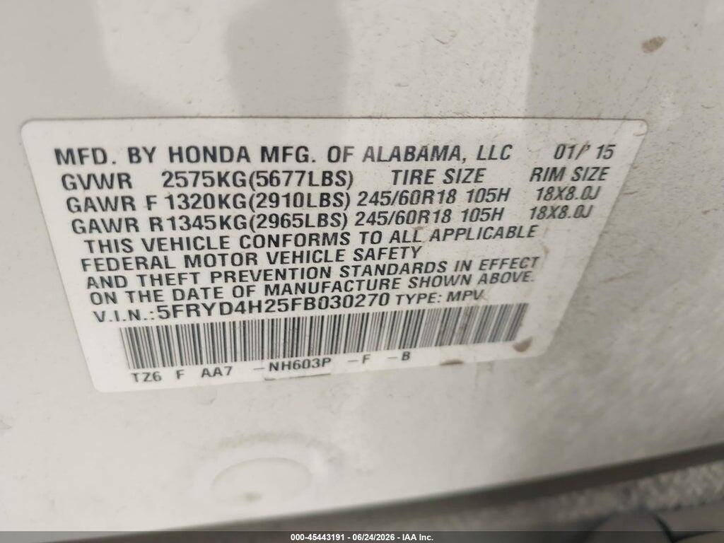 5FRYD4H25FB030270 2015 ACURA MDX photo no. 9