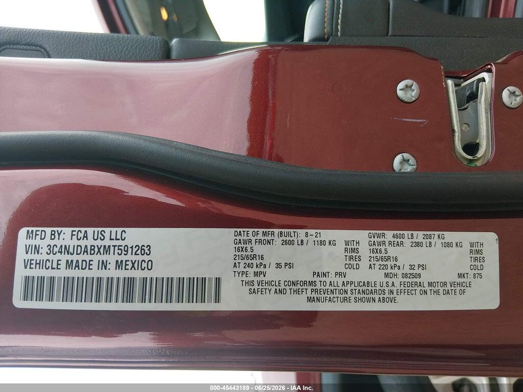 3C4NJDABXMT591263 2021 JEEP COMPASS photo no. 9