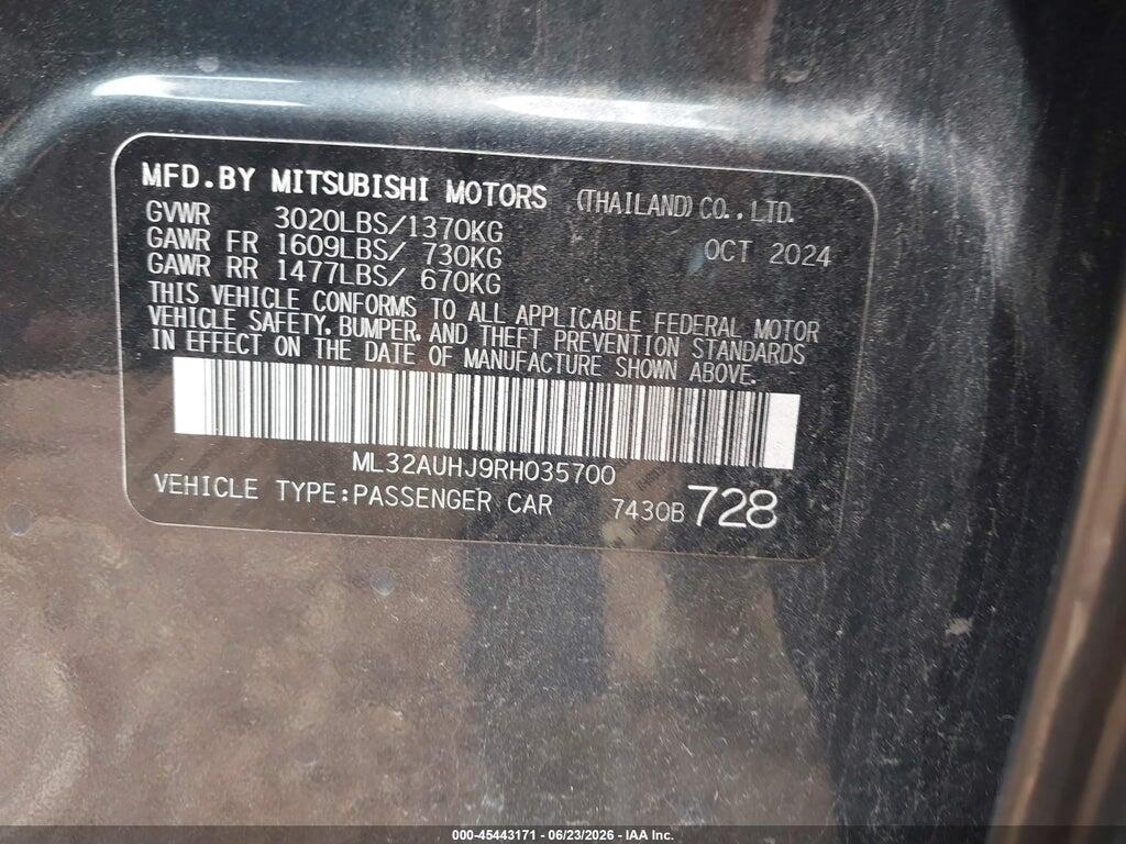 ML32AUHJ9RH035700 2024 MITSUBISHI MIRAGE photo no. 9