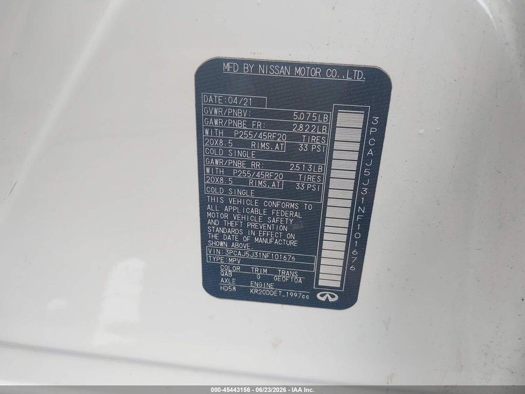 3PCAJ5J31NF101676 2022 INFINITI QX55 photo no. 9