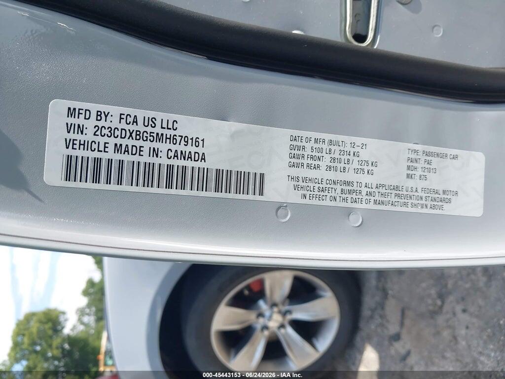2C3CDXBG5MH679161 2021 DODGE CHARGER photo no. 9