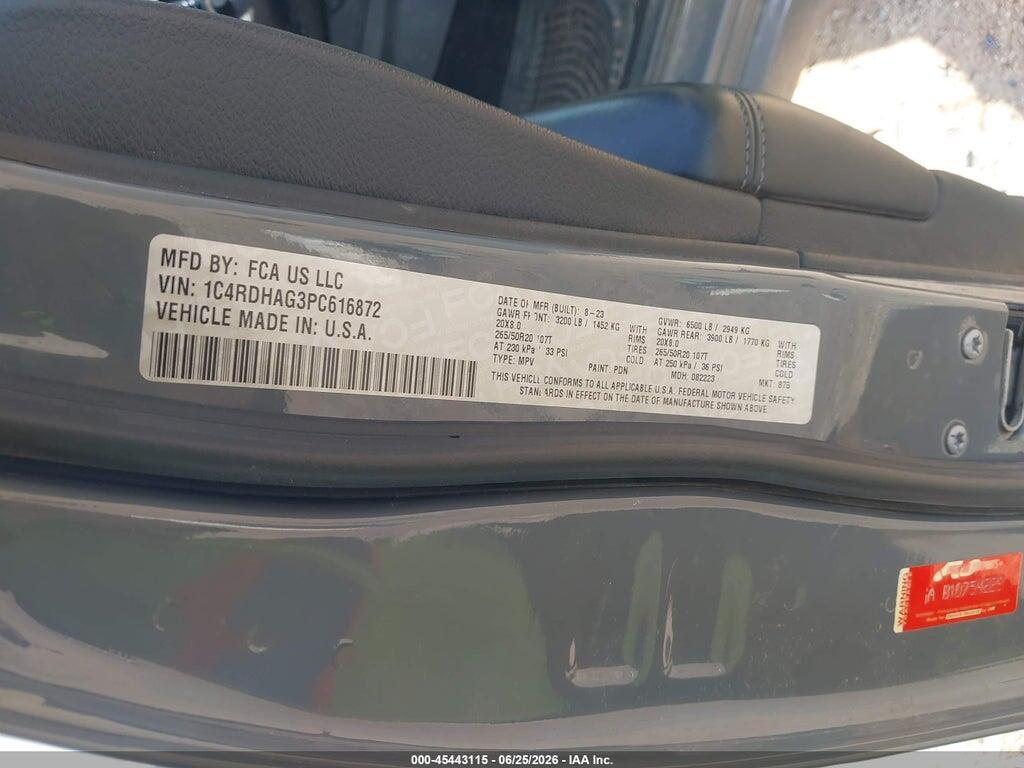1C4RDHAG3PC616872 2023 DODGE DURANGO photo no. 9