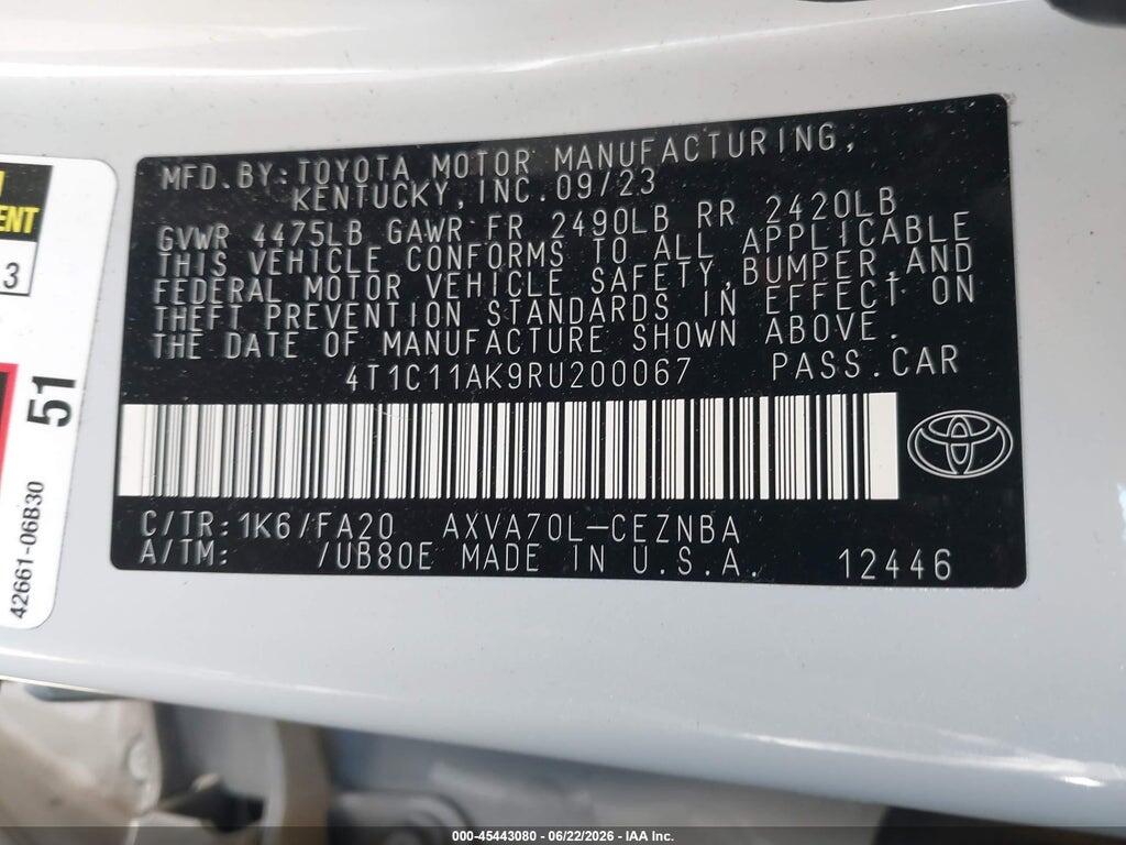 4T1C11AK9RU200067 2024 TOYOTA CAMRY photo no. 9